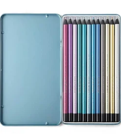 New 12 Crayons De Couleur Metalliques Petite Papeterie