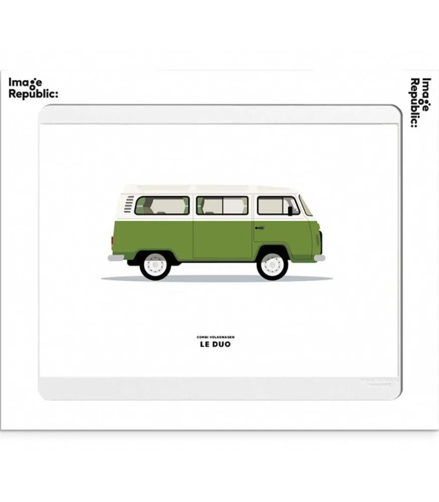 New Affiche Le Duo Voiture Combi Volkswagen Verte 30 X 40 Cm Affiches & Tableaux