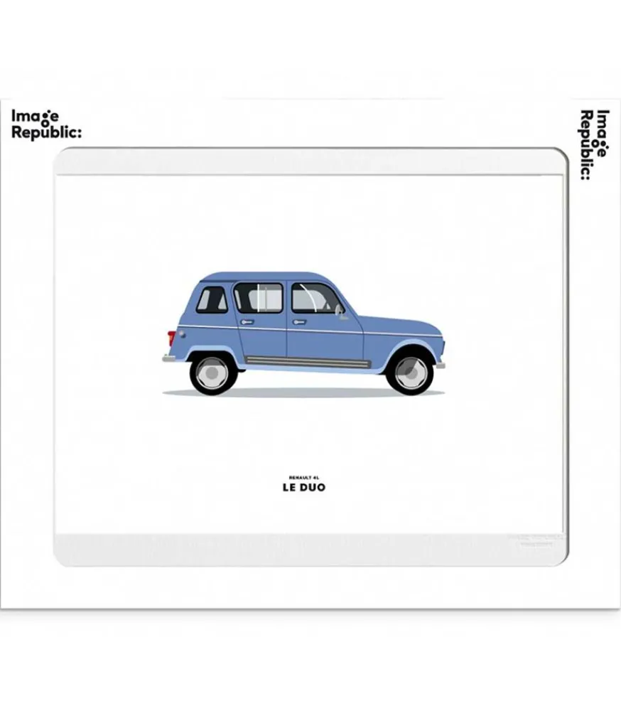 New Affiche Le Duo Voiture Renault 4L Bleue 40 X 50 Cm Affiches & Tableaux