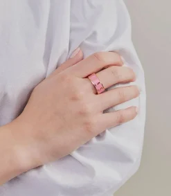 Hot Bague Ajustable Big Word Candy Kiss Pink Femme Bagues