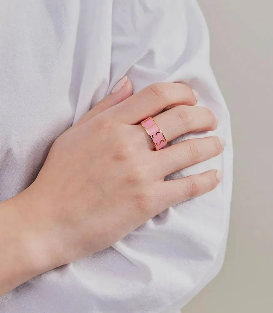 Hot Bague Ajustable Big Word Candy Kiss Pink Femme Bagues