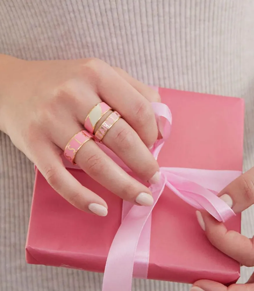 Hot Bague Ajustable Big Word Candy Kiss Pink Femme Bagues