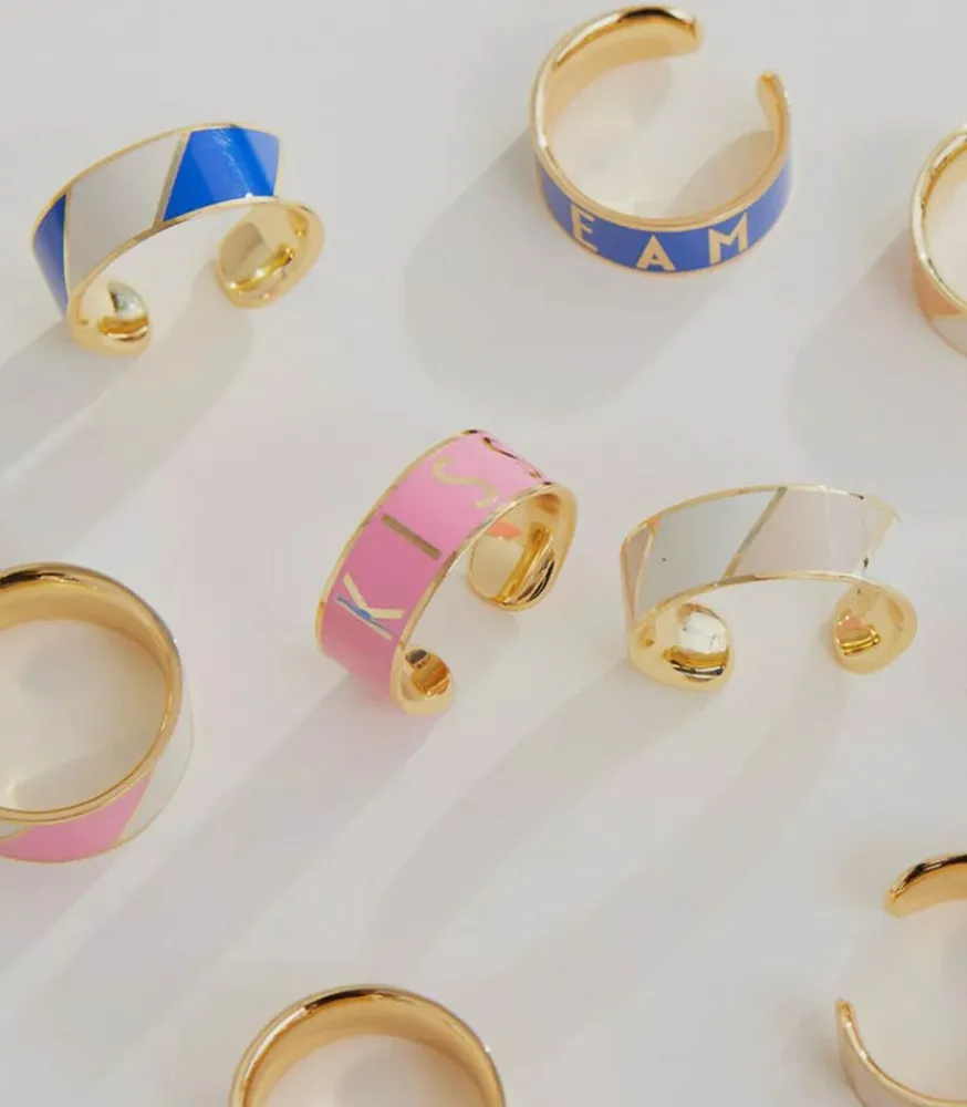 Hot Bague Ajustable Big Word Candy Kiss Pink Femme Bagues