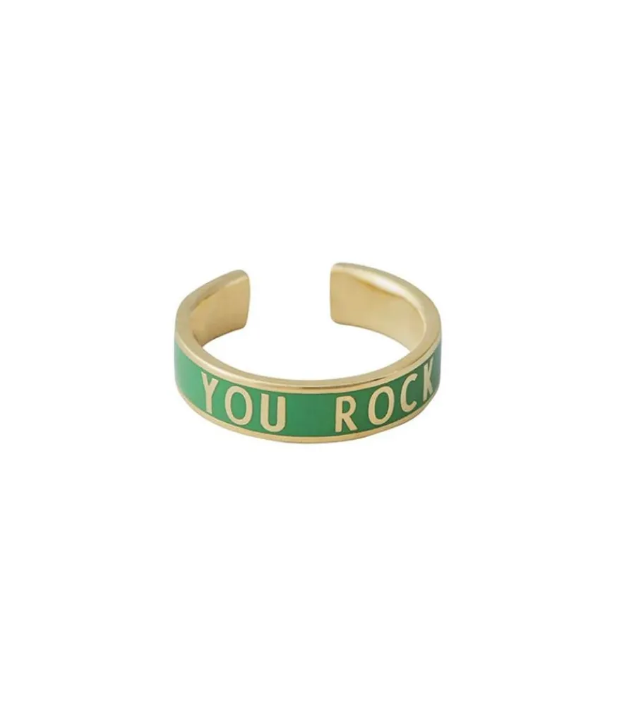 Sale Bague Ajustable Candy Word You Rock Green Femme Bagues