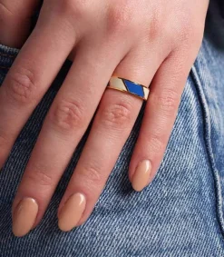 Hot Bague Ajustable Striped Candy Cobalt White Femme Bagues