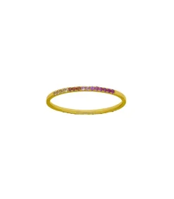 Outlet Bague Alliance Or Jaune Saphirs Degrade Orange Femme Bagues