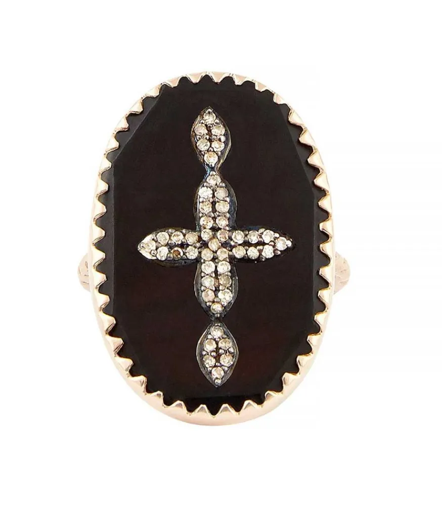 Outlet Bague Bowie N°3 Noir Et Diamants Femme Bagues