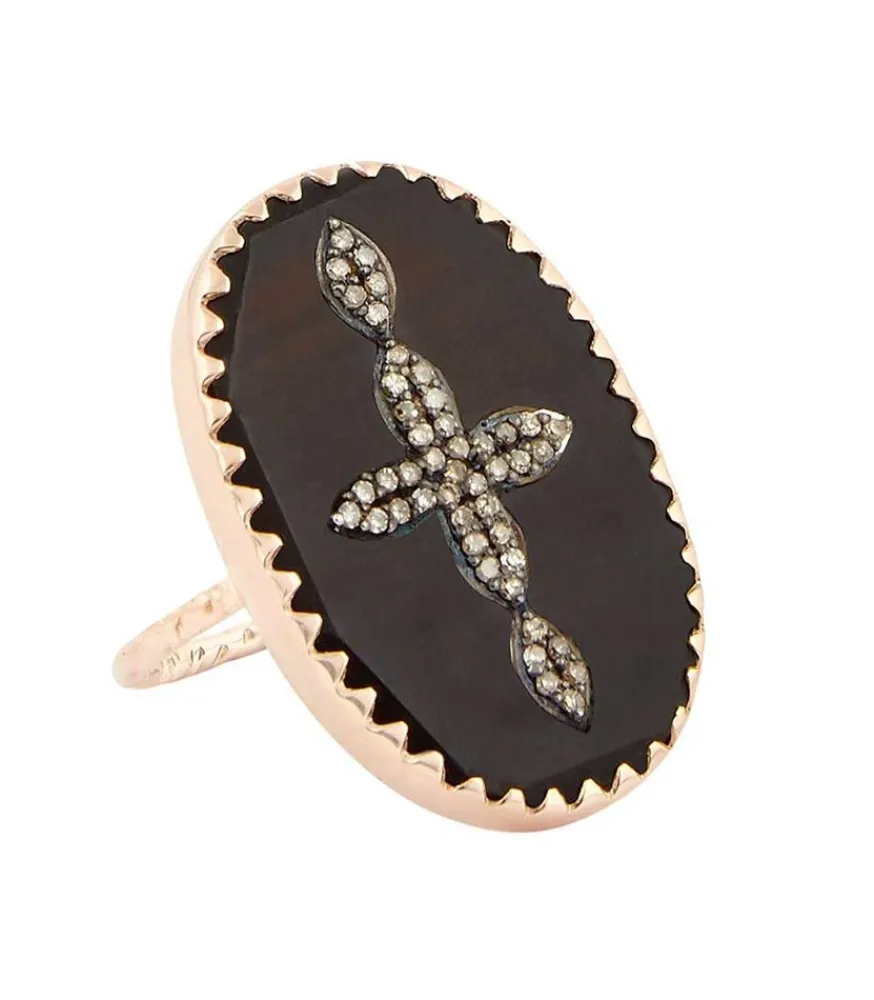 Outlet Bague Bowie N°3 Noir Et Diamants Femme Bagues