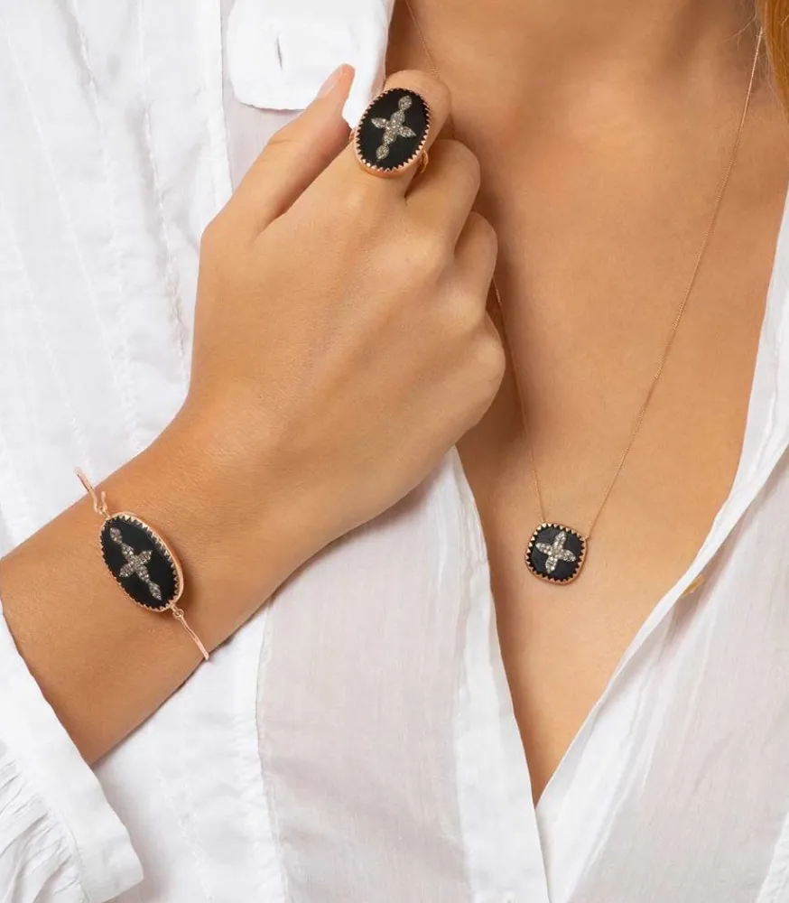 Outlet Bague Bowie N°3 Noir Et Diamants Femme Bagues