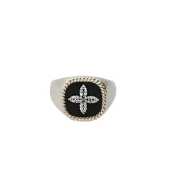 Outlet Bague Chevaliere Bowie Noir Diamants Femme Bagues