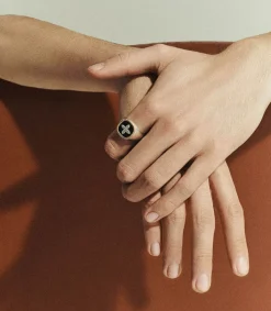 Outlet Bague Chevaliere Bowie Noir Diamants Femme Bagues