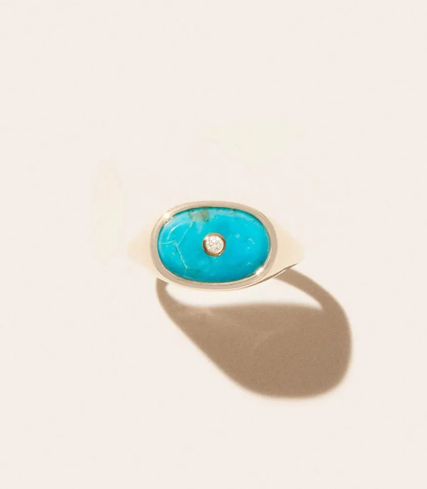 New Bague Chevaliere Orso Turquoise Femme Bagues