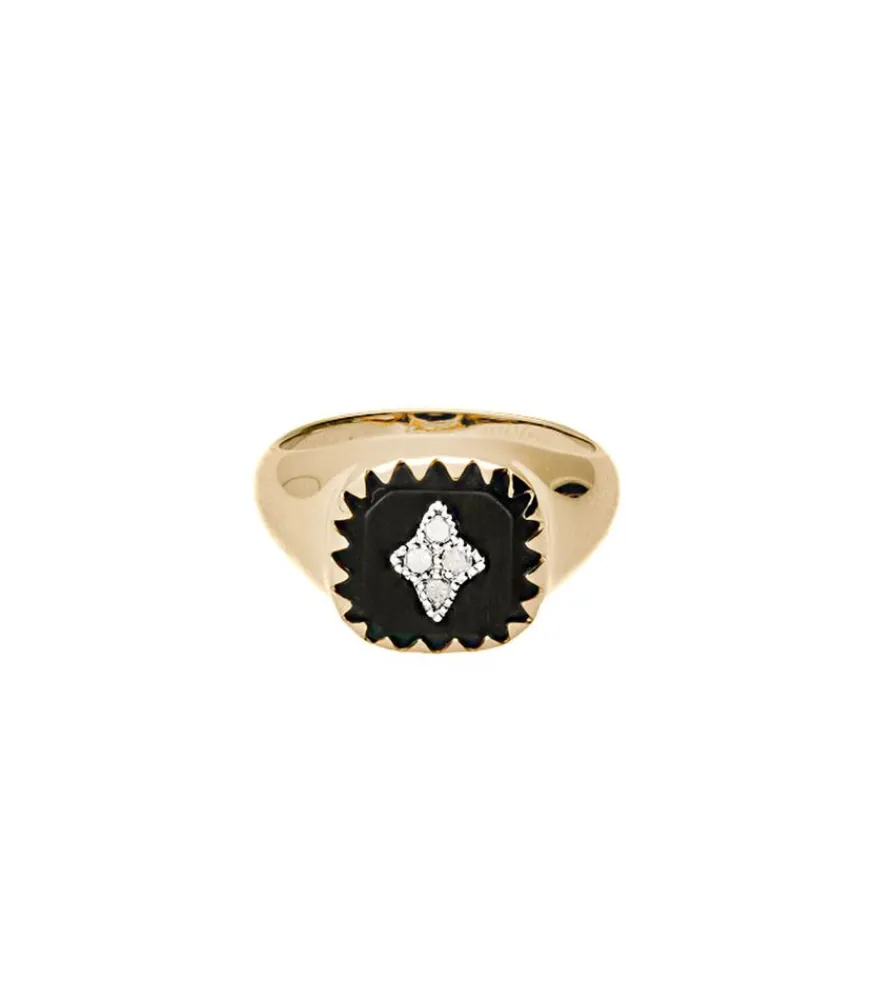 Hot Bague Chevaliere Pierrot Noire Femme Bagues