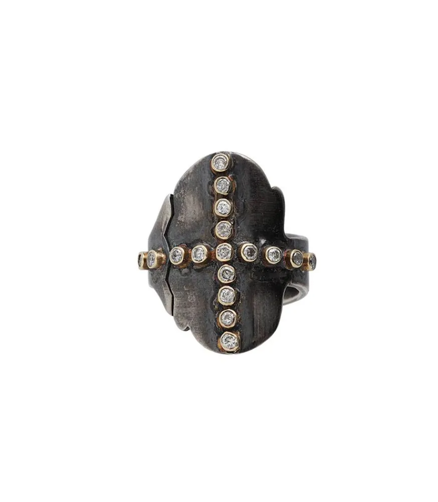 Hot Bague Cross Ring Diamonds Femme Bagues