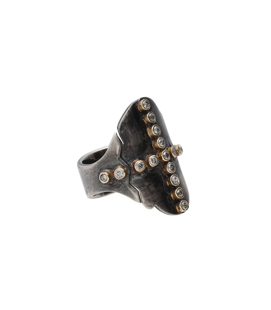 Hot Bague Cross Ring Diamonds Femme Bagues