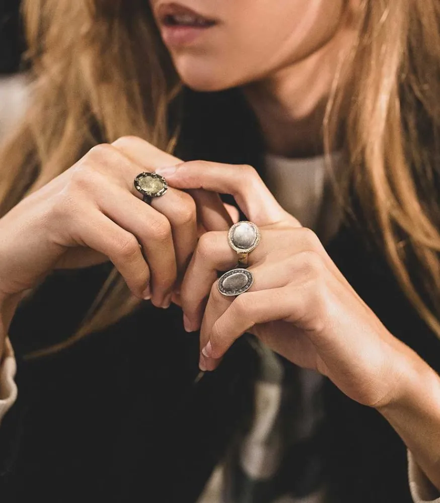 Hot Bague Juliet Argent Dore Et Argent Noirci Femme Bagues