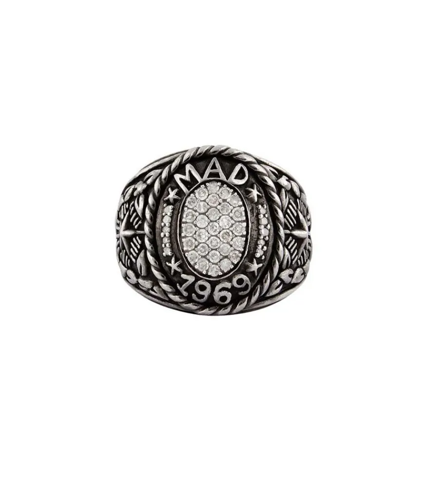 Hot Bague Mad 1969 Argent Et Diamants Femme Bagues