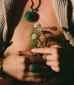 Outlet Bague Miki Malachite Femme Bagues