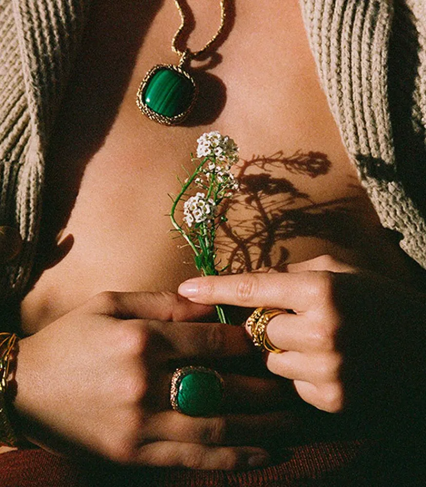 Outlet Bague Miki Malachite Femme Bagues