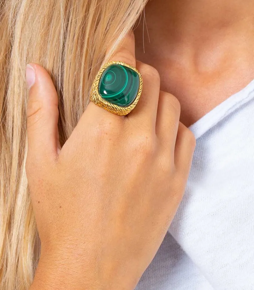 Outlet Bague Miki Malachite Femme Bagues