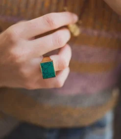 Sale Bague To Dance Carree Green Femme Bagues