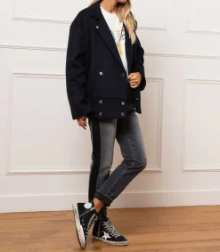 Outlet Baskets Francy Classic Cuir Suede Marine Femme Baskets