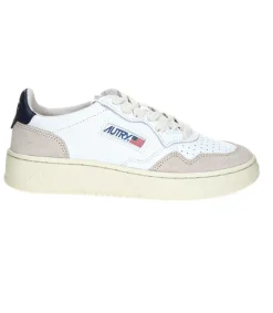 Hot Baskets Medalist Low Cuir Suede Blanc/Navy Blue Femme Baskets