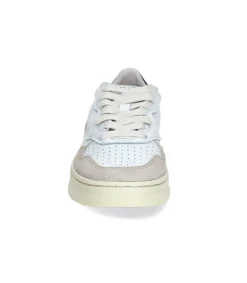 Hot Baskets Medalist Low Cuir Suede Blanc/Navy Blue Femme Baskets