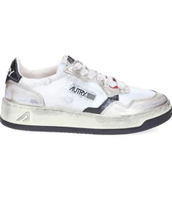 New Baskets Medalist Low Super Vintage En Mesh Et Daim Blanc Et Or Femme Baskets