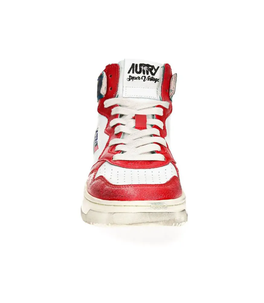 Clearance Baskets Medalist Super Vintage Blanc Rouge Bleu Femme Baskets