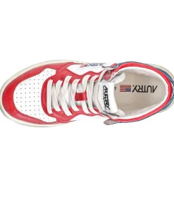 Clearance Baskets Medalist Super Vintage Blanc Rouge Bleu Femme Baskets