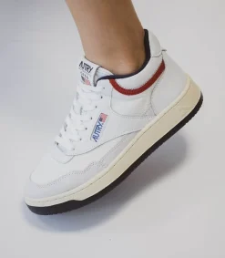 Discount Baskets Open Mid Cut White/Usa Femme Baskets