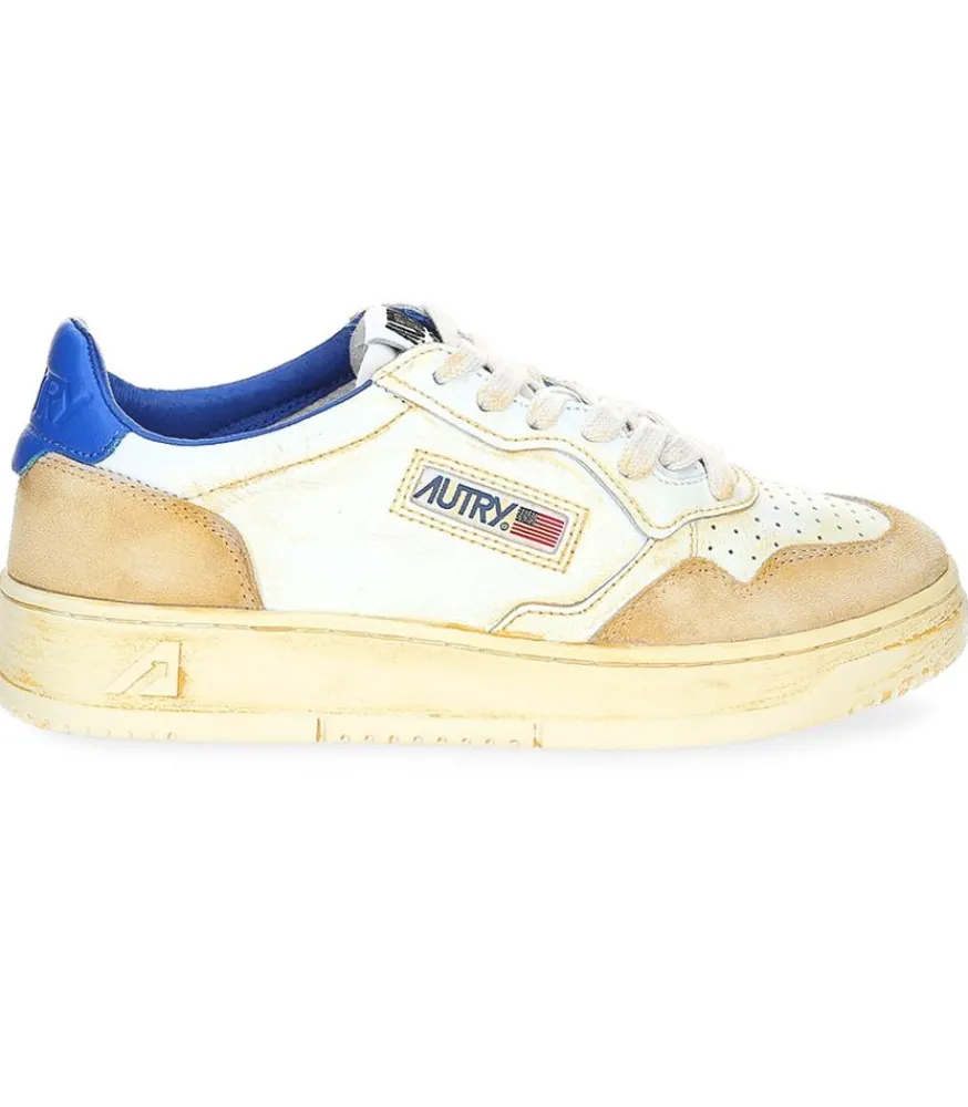 Clearance Baskets Super Vintage Low Blanc Et Bleu Femme Baskets