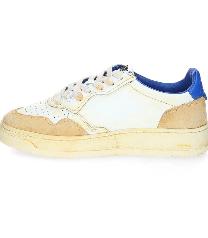 Clearance Baskets Super Vintage Low Blanc Et Bleu Femme Baskets