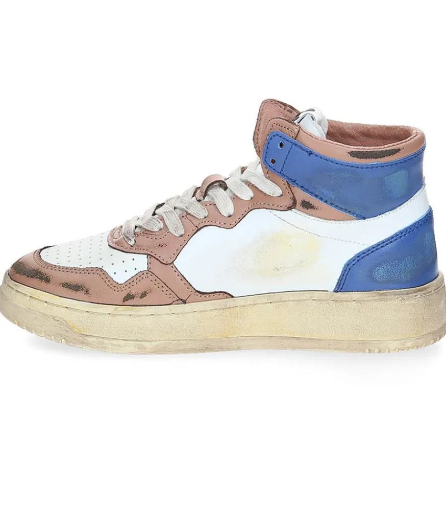 Baskets Super Vintage Mid Cafe Et Bleu Femme Baskets