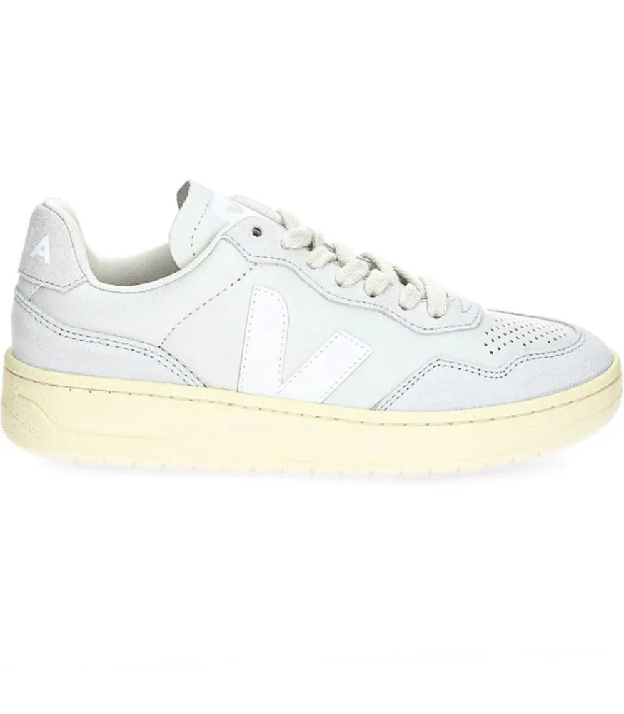 New Baskets V-90 Leather Gravel White Femme Baskets