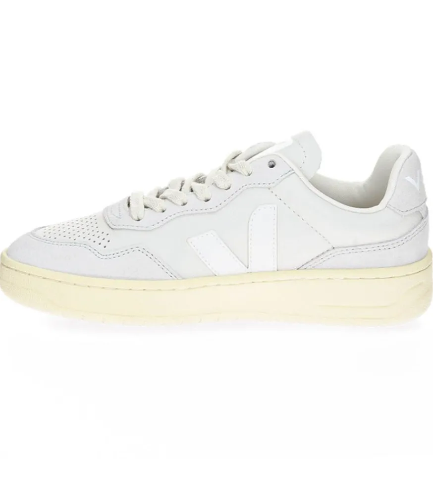 New Baskets V-90 Leather Gravel White Femme Baskets