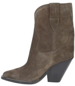 New Bottines Veau Velours Leyane Khaki Femme Boots & Bottines