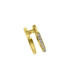 Sale Boucle D'Oreille Double Creole Or Et Diamants Femme Boucles D'Oreilles