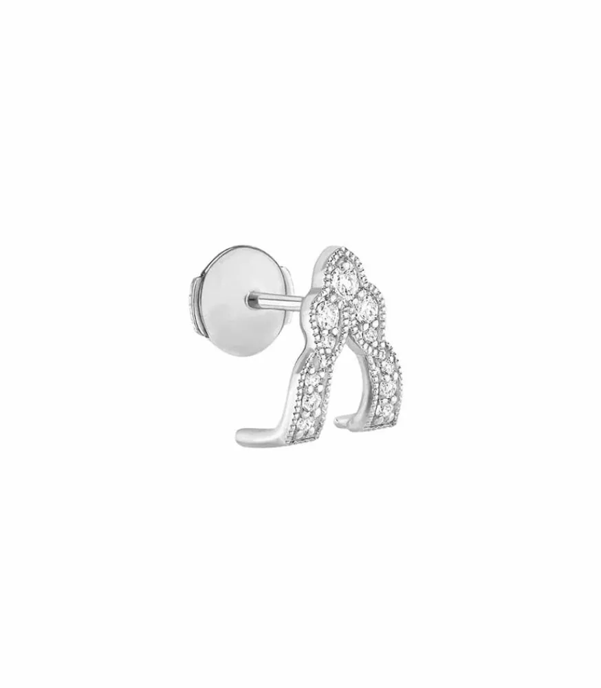 Boucle D'Oreille Metropolis Or Blanc Et Diamants Femme Boucles D'Oreilles