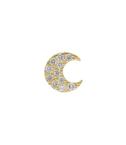 Boucle D'Oreille Moon Or Jaune Et Diamants Femme Boucles D'Oreilles