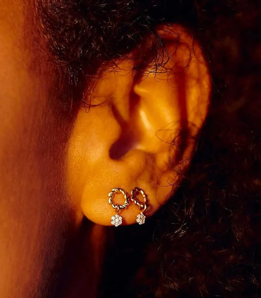 Hot Boucle D'Oreille Puce Dunaway Or Jaune Et Diamants Femme Boucles D'Oreilles