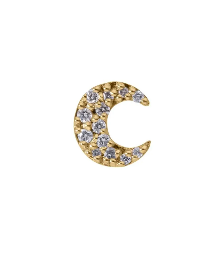 Boucle D'Oreille Stud Lune Or Jaune Et Diamants Femme Boucles D'Oreilles