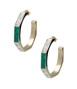 New Boucles D'Oreilles A Design Octogonal Green Femme Boucles D'Oreilles