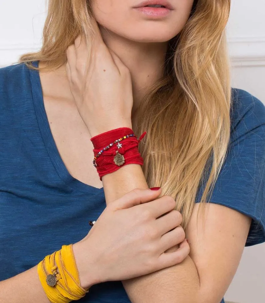 Bracelet A Nouer Slow Life Soie Et Bronze Femme Bracelets