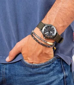 Bracelet Awaso En Perles Africaines Et Argent Homme Bijoux