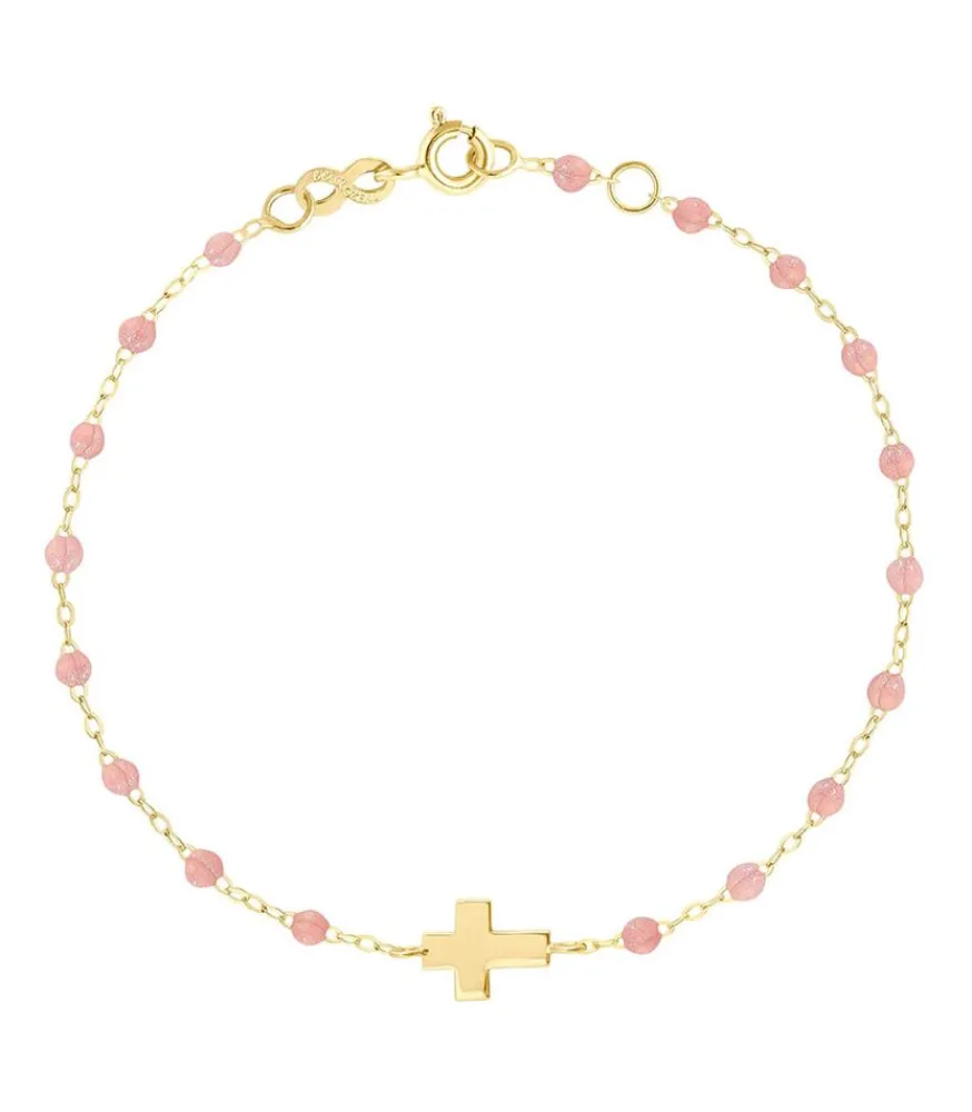 Online Bracelet Croix Or Jaune Et Perles De Resine Femme Bracelets