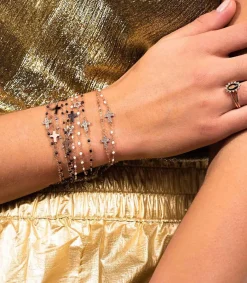 Online Bracelet Croix Or Jaune Et Perles De Resine Femme Bracelets