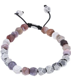 Clearance Bracelet Deca 10 Perles Argent Et Agates Du Botswana Homme Bijoux