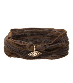 Sale Bracelet En Soie A Nouer Et Charm Amazing Eye En Bronze Et Tsavorite Femme Bracelets